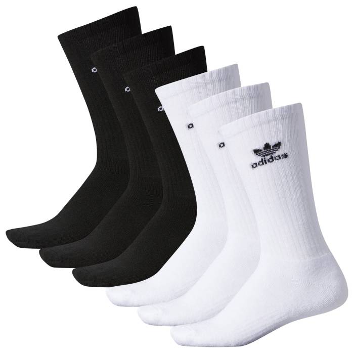 アディダス Adidas Originals 【 Trefoil 6 Pack Crew Socks Men's Black/White 】 トレフォイル クルー ソックス・靴下 インナー 下着 ナイトウェア メンズ 靴下 レッグウェア 靴下 メンズ 黒色 ブラック 白色