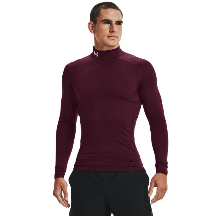 アンダーアーマー Under Armour 【 Cg Armour Comp Mock Men's White/Maroon 】 スポーツ アウトドア スポーツウェア アクセサリー スポーツ用インナー メンズインナー トップス メンズ 白色 ホワイト マル