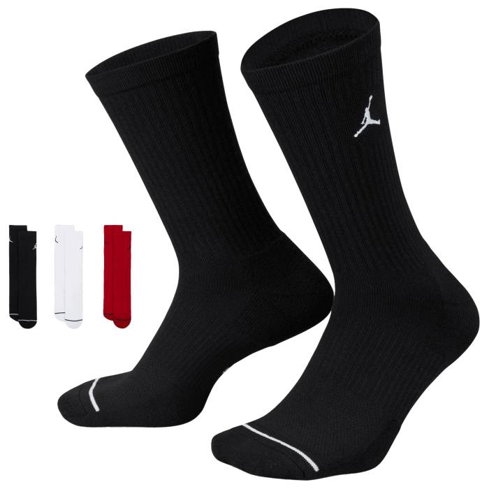 ナイキ ジョーダン Jordan 【 Every Day Cushioned Crew 3 Pack Socks Men's Red/Black/White 】 クルー ソックス・靴下 インナー 下着 ナイトウェア メンズ 靴下 レッグウェア 靴下 メンズ Red 赤・レッド 黒色 ブ