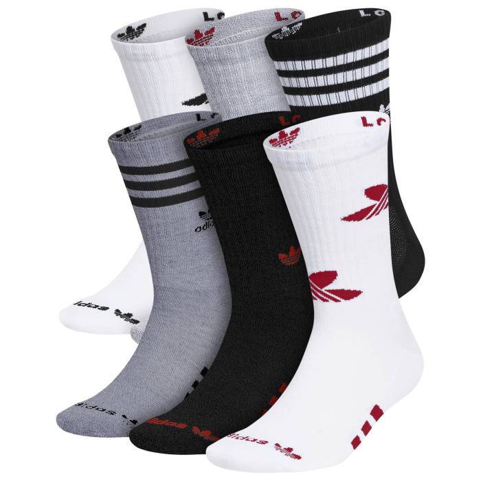 アディダス Adidas Originals 【 Remix 6 Pack Crew Socks Men's White/Black/Scarlet 】 クルー ソックス・靴下 インナー 下着 ナイトウェア メンズ 靴下 レッグウェア 靴下 メンズ 白色 ホワイト 黒色 ブラック