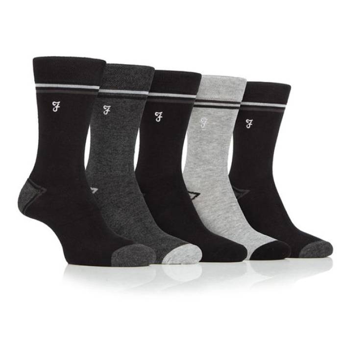 ファーラー Farah 【 5 Pack Bamboo Socks Mens Men Black/Chrcoal 】 ソックス・靴下 メンズ インナー 下着 ナイトウェア メンズ 靴下 レッグウェア 靴下 メンズ 黒色 ブラック