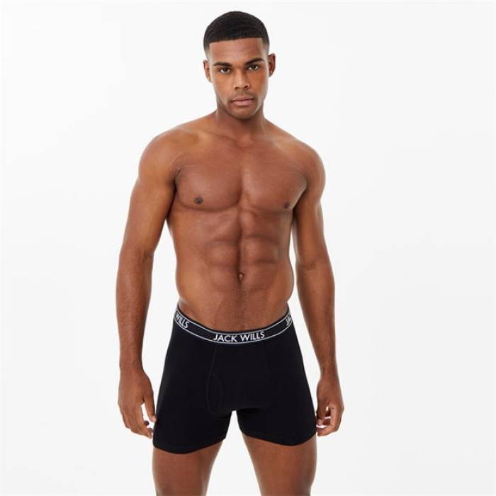 ジャック ウィルス Jack Wills 【 Multipack Boxers 3 Pack Men Black 】 インナー 下着 ナイトウェア メンズ インナー 下着 ボクサーパンツ メンズ 黒色 ブラック