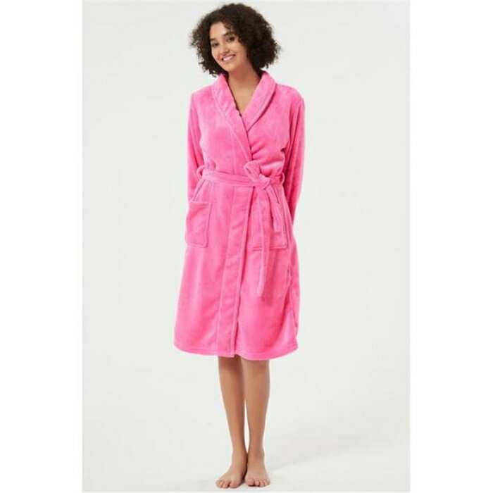 Linea 【 Plain Fleece Dressing Gown Women Pink 】 フリース インナー 下着 ナイトウェア レディース ナイトウェア ルームウェア ナイトガウン レディース pink ピンク