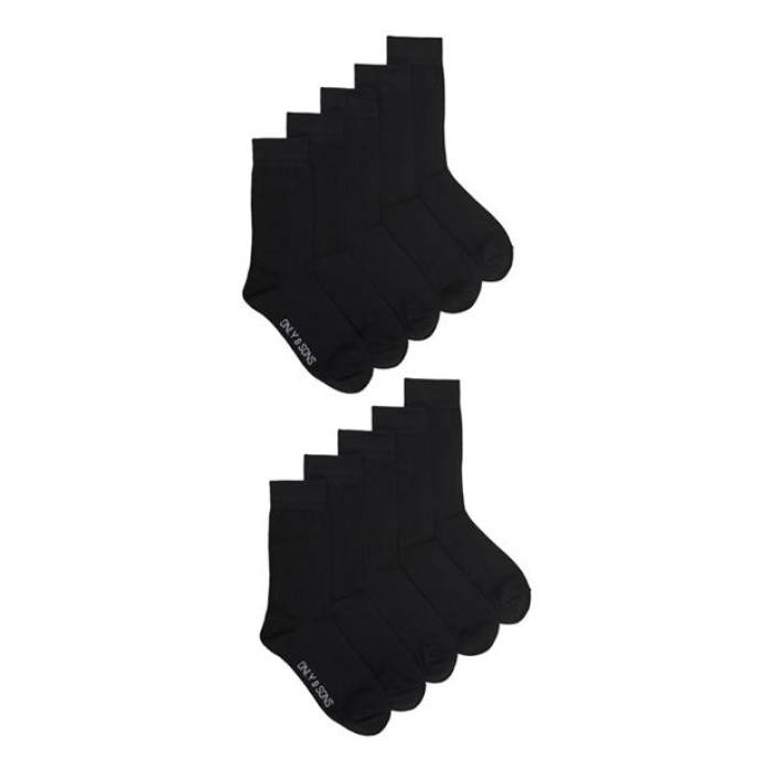 Only And Sons 【 10-Pack Basic Crew Socks Men Black 】 クルー ソックス・靴下 インナー 下着 ナイトウェア メンズ 靴下 レッグウェア 靴下 メンズ 黒色 ブラック