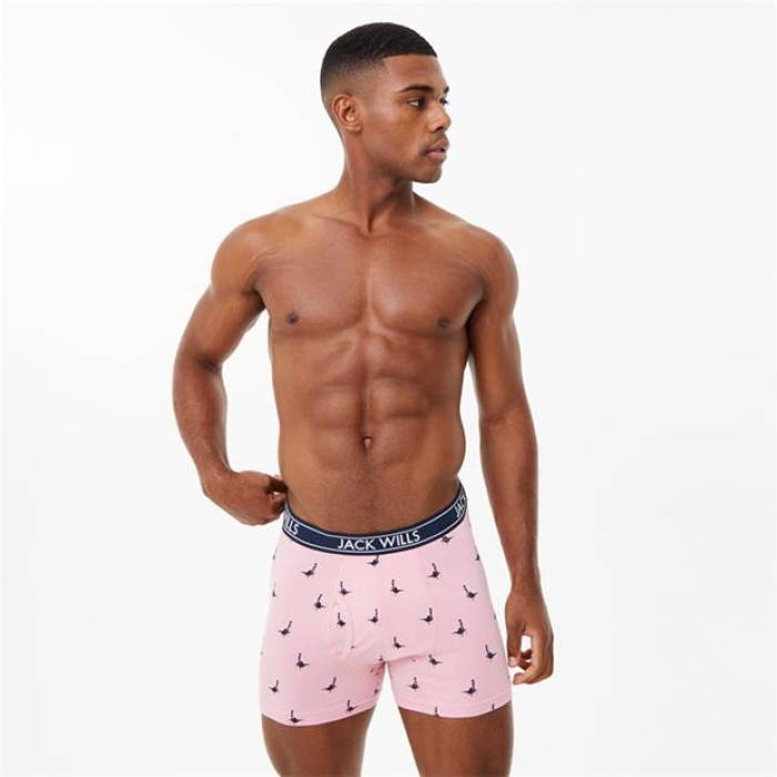 ジャック ウィルス Jack Wills 【 Multipack Boxers 3 Pack Men Pink/Navy Aop 】 インナー 下着 ナイトウェア メンズ インナー 下着 ボクサーパンツ メンズ pink ピンク 紺色 ネイビー