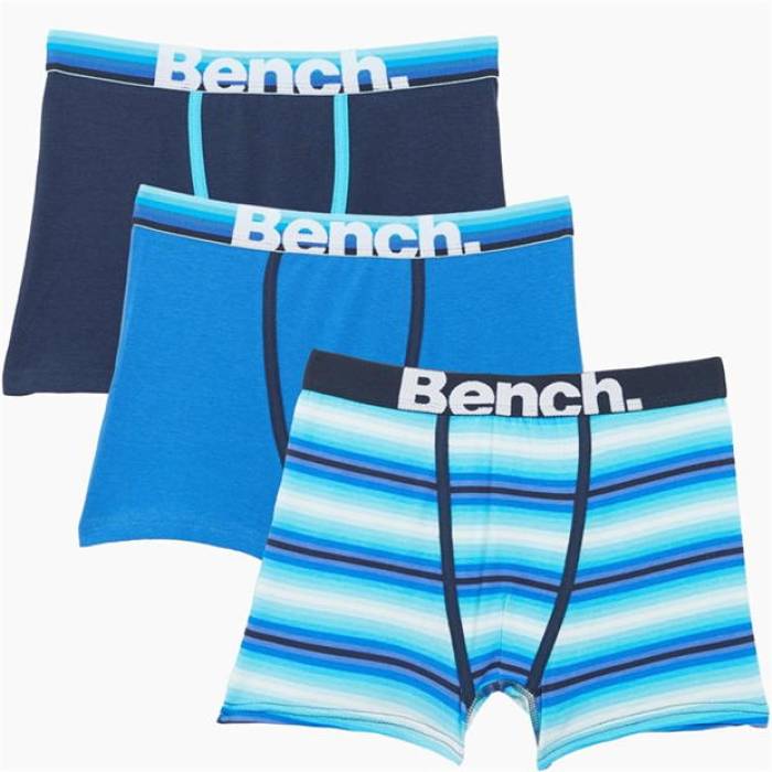 ベンチ Bench 【 Boys 3Pk Trunks- Assorted Unisex Blue/Navy 】 キッズ ベビー マタニティ キッズファッション インナー 下着 ボクサーパンツ ユニセックス 青色 ブルー 紺色 ネイビー
