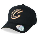 ミッチェルアンドネス MITCHELL & NESS クリーブランド キャバリアーズ レザー ロゴ 黒色 ブラック & ユニセックス 【 MITCHELL NESS HATSTORE EXCLUSIVE X LEATHER LOGO BLACK ADJUSTABLE 】