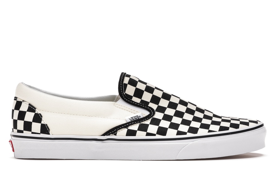 ヴァンズ バンズ スリッポン 黒色 ブラック 白色 ホワイト スニーカー メンズ 【 VANS SLIP-ON CHECKERBOARD / BLACK OFF WHITE 】