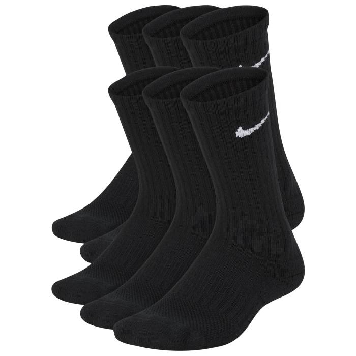 ナイキ Nike 【 6 Pack Cushioned Crew Socks Boys' Grade School Black/White 】 クルー ソックス・靴下 キッズ ベビー マタニティ キッズファッション 靴下 レッグウェア 靴下 黒色 ブラック 白色 ホワイト