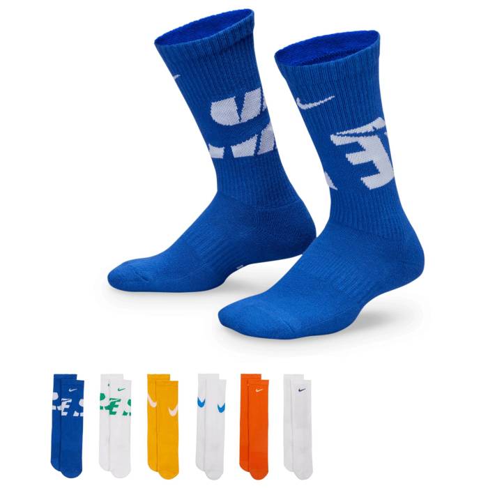 ナイキ Nike 【 Everyday Cushion Crew Socks 6 Pack Boys' Grade School White/Game Royal/Safety Orange 】 クルー ソックス・靴下 キッズ ベビー マタニティ キッズファッション 靴下 レッグウェア 靴下 白色 ホワイ