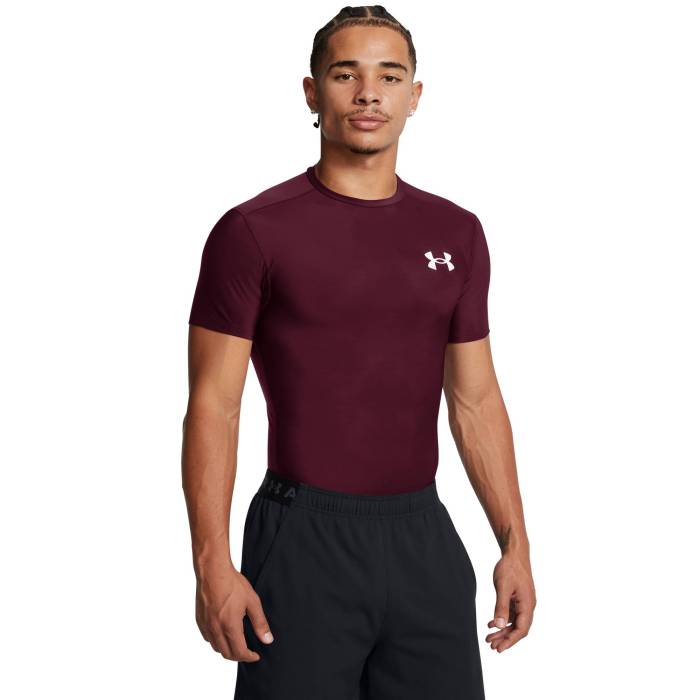 【★スーパーSALE★12/11深夜2時迄】アンダーアーマー Under Armour 【 Heatgear Og Compression Short Sleeve Men's Maroon/White 】 コンプレッション Sleeve スリーブ メンズ マルーン 白色 ホワイト