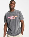 ショッピングアメリカンイーグル AMERICAN EAGLE Tシャツ 黒色 ブラック メンズ 【 AMERICAN EAGLE SET IN WASHED TSHIRT BLACK 】