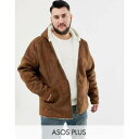リバーシブル メンズファッション コート ジャケット 【 ASOS DESIGN PLUS REVERSIBLE FAUX SHEARLING JACKET WITH HOOD IN TAN 】