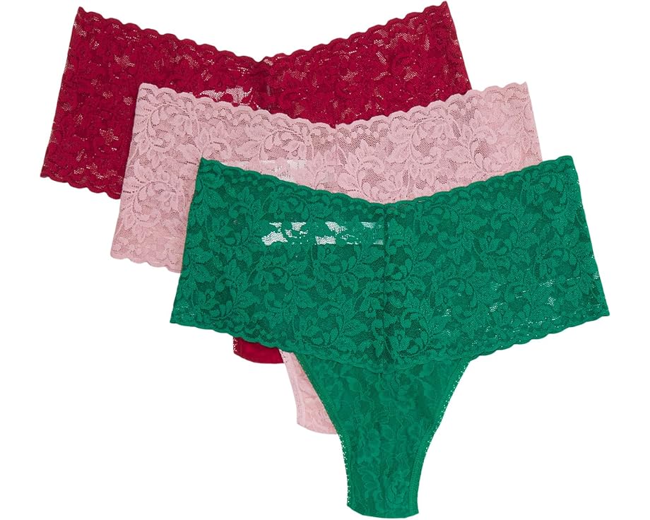ハンキーパンキー 緑 グリーン 3個入 レディース 【 HANKY PANKY RETRO LACE THONG 3 PACK / GREEN QUEEN FRENCH BORDEAUX 】 インナー 下着 ナイトウエア