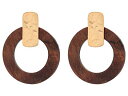 【スーパーセール商品 12/4-12/11】KENNETH JAY LANE サテン 茶 ブラウン 3” 【 BROWN 2 1 SATIN GOLD TOP WITH DARK WOOD OPEN CIRCLE DROP POST EARRINGS 】 ジュエリー アクセサリー レディースジュエリー 送料無料