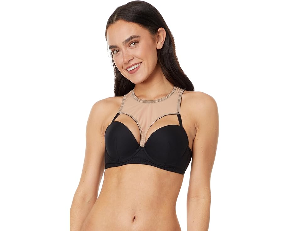 ハンキーパンキー 黒色 ブラック レディース 【 HANKY PANKY TEASE CUTOUT BRA / NUDE BLACK 】 インナー 下着 ナイトウエア