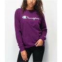 チャンピオン CHAMPION チャンピオン スクリプト 紫 パープル スリーブ Tシャツ 長袖 【 PURPLE SLEEVE CHAMPION ORIGINAL FLOCKED SCRIPT TSHIRT 】 レディースファッション トップス Tシャツ カットソー