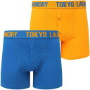 TOKYO LAUNDRY ショーツ ハーフパンツ 青色 ブルー 橙 オレンジ 2個入 ボクサーショーツ メンズ 【 ORANGE TOKYO LAUNDRY EDWARD SET IN JET BLUE CADMIUM 】