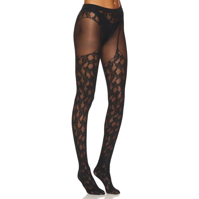 ウォルフォード Wolford 【 Floral Lace Suspender Tights Women Black 】 Tights タイツ インナー 下着 ナイトウェア レディース 靴下 レッグウェア タイツ レディース 黒色 ブラック