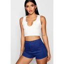 ブーフー BOOHOO BLUE 青 ブルー 【 BLUE BOOHOO EMBOSSED HOT PANTS COBALT 】 レディースファッション ボトムス パンツ