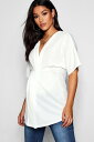 ブーフー BOOHOO BASICS スリーブ 白 ホワイト 【 SLEEVE WHITE BOOHOO BASICS MATERNITY TWIST FRONT KIMONO BLOUSE 】 キッズ ベビー マタニティ ママ マタニティウエア 授乳服 トップス ブラウス