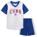OUTERSTUFF シカゴ カブス 男の子 女の子 子供用 Vネック Tシャツ ショーツ ハーフパンツ 白 ホワイト & 【 WHITE OUTERSTUFF CHICAGO CUBS PRESCHOOL LITTLE HITTER VNECK TSHIRT SHORTS SET ROYAL 】 キッズ ベビ
