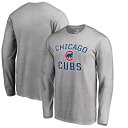 FANATICS BRANDED シカゴ カブス ビクトリー スリーブ Tシャツ & 【 VICTORY SLEEVE CHICAGO CUBS BIG TALL ARCH LONG TSHIRT ASH HEATHER GRAY 】 メンズファッション トップス カットソー 送料無料