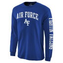 FANATICS BRANDED エアー ファルコンズ ロゴ スリーブ Tシャツ 【 AIR SLEEVE FORCE FALCONS DISTRESSED ARCH OVER LOGO LONG HIT TSHIRT BLACK ROYAL 】 メンズファッション トップス カットソー 送料無料