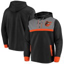 FANATICS BRANDED ボルティモア オリオールズ ヘンリー 灰色 グレー グレイ 黒 ブラック 【 GRAY BLACK FANATICS BRANDED BALTIMORE ORIOLES TRUE CLASSICS BUTTONUP HENLEY PULLOVER HOODIE HEATHERED 】 メンズファッショ