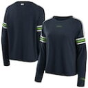 ウェアバイエリンアンドリューズ WEAR BY ERIN ANDREWS シアトル シーホークス レディース ストライプ スリーブ Tシャツ カレッジ 紺色 ネイビー WOMEN'S 長袖 【 STRIPE SLEEVE WEAR BY ERIN ANDREWS CONTRAS