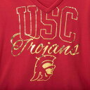 289C APPAREL サウスカルフォルニア トロージャンズ レディース スリーブ Vネック Tシャツ カーディナル WOMEN'S 【 SLEEVE 289C APPAREL MILA FOIL STRIPED 3 4SLEEVE VNECK TSHIRT CARDINAL 】 レディースファッ