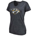 ファナティクス FANATICS BRANDED ナッシュビル プレデターズ レディース チーム ロゴ Vネック Tシャツ 紺色 ネイビー WOMEN'S 【 TEAM FANATICS BRANDED DISTRESSED LOGO TRIBLEND VNECK TSHIRT NAVY 】 レディース