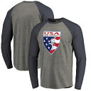ファナティクス FANATICS BRANDED チーム ハンドボール ロゴ スリーブ Tシャツ 長袖 【 TEAM SLEEVE FANATICS BRANDED USA HANDBALL PRIMARY LOGO TRIBLEND TSHIRT ASH 】 メンズファッション トップス Tシャツ カッ