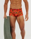 エイソス ASOS デザイン スイム トランクス 赤 レッド バロック プリント メンズ 男性用 インナー 下着 【 DESIGN SWIM TRUNKS WITH RED BAROQUE PRINT 】