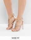 エイソス asos high ハイ shine シャイン wide ワイド fit フィット embellished heeled sandals サンダル レディース靴 靴