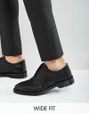 asos エイソス wide ワイド fit フィット brogue ブローグ shoes シューズ 運動靴 in イン black 黒 ブラック leather レザー with ribbed リブ sole ソール メンズファッション