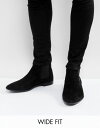 エイソス asos wide ワイド fit フィット chelsea チェルシー boots ブーツ in イン black 黒 ブラック suede スエード スウェード 靴 メンズ靴