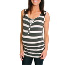 マタニティ ヘンリー タンクトップ トップ チャコール ワイド ストライプ キッズ 授乳服 ママ トップス マタニティウエア ベビー 【 STRIPE NOM MATERNITY HENLEY TANK TOP CHARCOAL WIDE 】