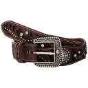 スカラップ インレイ ラインストーン ベルト 茶 ブラウン レディース 女性用 レディースベルト サスペンダー 【 ARIAT SCALLOPED INLAY RHINESTONE BELT BROWN 】