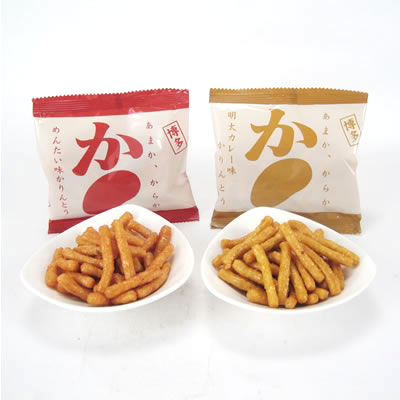 福太郎　めんたいかりんとうセット（明太味・カレー味各3袋入）【福岡土産】小袋入りで食べきりサイズなのが嬉しい。