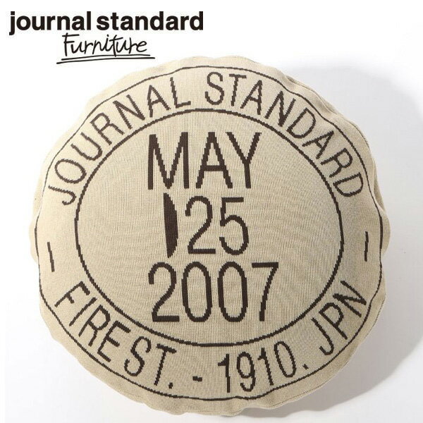 journal standard Furniture(ジャーナルスタンダードファニチャー) Knitchy×JSF スタンプロゴクッションカバー ベージュ【送料無料】【ポイント10倍】の写真