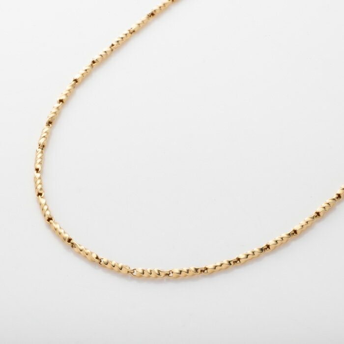 約50cm K18 YG 3D ツイスト チェーン ネックレス 18金 イエローゴールド ボリューム 太目 レディース メンズ 幅約2.2mm