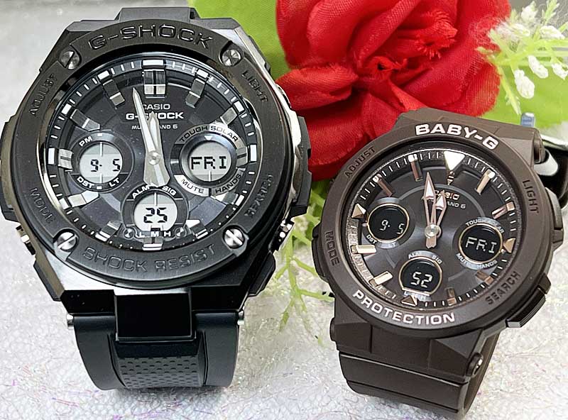 ペアウオッチ gショック恋人たちのGショックペアウォッチ G-SHOCK BABY-G ペア腕時計 カシオ 2本セット 電波ソーラー gショック GST-W110MS-1AJFBGA-2510-5AJF 人気 婚約　夫婦 高級　クリスマス プレゼント おすすめ