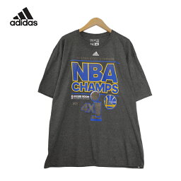 ゴールデンステイト・ウォリアーズ 2015年NBAチャンピオン ロッカールームエディション プリント 半袖Tシャツ メンズ 2Xサイズ グレー ユーズド <strong>古着</strong> t200807-47