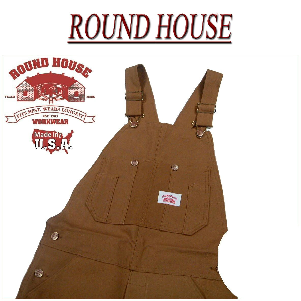  7TCY  af111 Vi ROUND HOUSE USA HEAVY DUTY DUCK OVERALLS uE _bN I[o[I[ Lot83 Y EhnEX AJW [N  smtb-kd  RoundHouse Made in USA