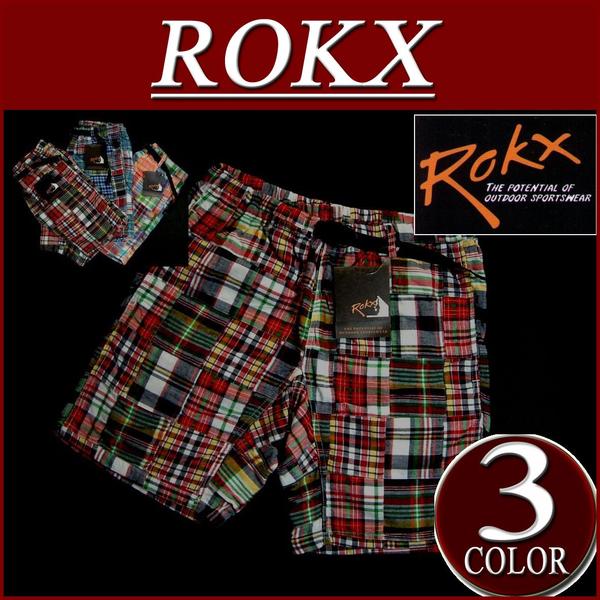 【2012春夏モデル 即納 3色4サイズ】 rx281 新品 ROKX ロックス インディアンマドラスチェック パッチワーク クライミング ショートパンツ RXM022 PATCHWORK SHORT メンズ アメカジ クライミングパンツ ショーツ ハーフパンツ アウトドア 【smtb-kd】【レビューを書いて 5%off & 送料無料】