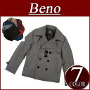 【2012秋冬モデル 7色3サイズ】 nw682 新品 Beno ウール65%の本格派! 無地 メルトンウール ショート丈 Pコート メンズ ピーコート シャドーストライプ 裏地 ジャケット アメカジ ショート 【smtb-kd】