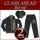 【2色3サイズ】 ia111 新品 Clash Ahead スカルクロスボーン ベロアジャージ 上下セット メンズ ラメプリント ドクロ セットアップ ベロアジャージ オールインワン 【smtb-kd】