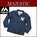【1/10再入荷! 2016秋冬 4サイズ】 ic181 新品 MAJESTIC ニューヨーク ヤンキース コーチジャケット メンズ マジェスティック New York Yankees MLB OFFICIAL WEAR NY ウインドブレーカー ナイロンジャケット 【smtb-kd】