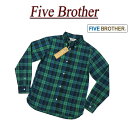 【3サイズ】 ja291 新品 FIVE BROTHER タータンチェック マチ付 長袖 ボタンダウンシャツ 1516036 メンズ ファイブブラザー TARTAN CHECK BD SHIRTS ブラックウォッチ チェックシャツ BDシャツ ワークシャツ